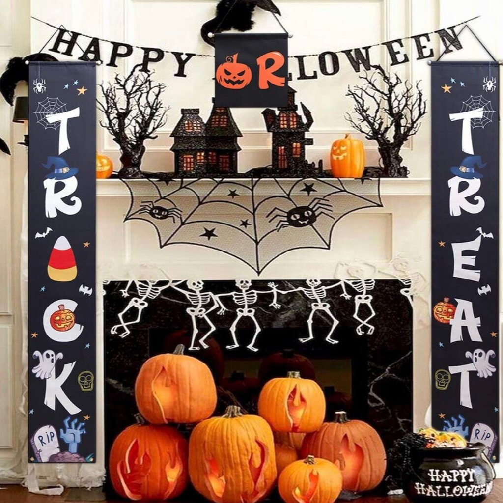Trick or Treat Front Door Display and Double Sided Scary Flag for Garden,Durable Halloween Home Decor.by Dmight